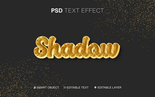 3D Editable Gold Shadow Text Effect with glitter background psd