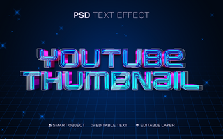 3D Editable Youtube Thumbnail Text Effect in 80s Style psd