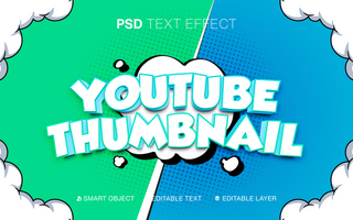 3D Editable Youtube Thumbnail Text Effect Green and Blue Color in Comic Style psd
