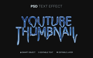 Editable Media Thumbnail Text Effect blue melting style psd