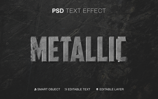 Editable Realistic Metallic Text Effect psd