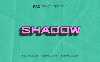 3D Editable Shadow Text Effect with paper texture psd