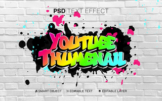 3D Editable Youtube Thumbnail Text Effect Graffiti Style psd