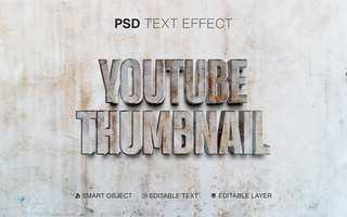3D Editable Youtube Thumbnail Text Effect Stone Style psd