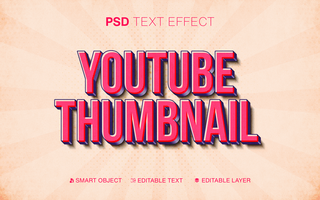 3D Editable Youtube Thumbnail Text Effect Retro Style psd