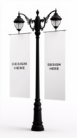 Lamp post banner mockup against white background psd
