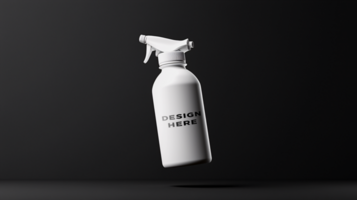 Spray bottle mockup floating against dark background for branding psd