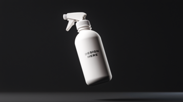 Spray bottle mockup floating against dark background for marketing psd