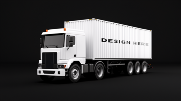 Truck mockup isolated on black background for branding design placement psd