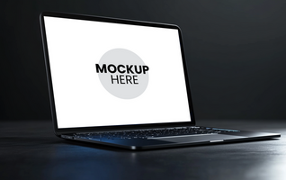 Front view laptop screen display mockup customizable for designs psd
