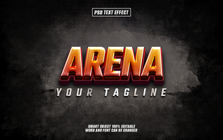 3D metallic text effect Arena on dark grunge background. psd