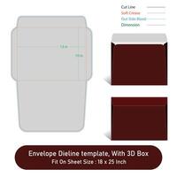 Envelope Dieline template, And 3D Box, Size 13x10 in vector