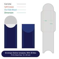 Envelope Dieline template, and 3D Box, Size 6x12 in vector