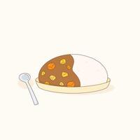 plain japanese curry rice vector