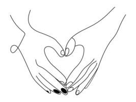 continue line of hand making heart sing vector
