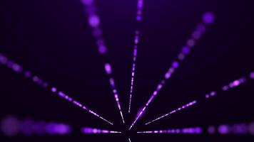 Bright glowing laser lines from dots and particles with the effect of blurring the background space. Glitter and beautiful bokeh particles. video