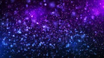 Abstract animation concept of colored particles for celebrating birthdays and holidays. 4k loop bokeh background with light particles on a dark background. Animation footage with light leakage effect. video