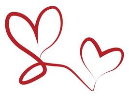 one line red heart drawing vector