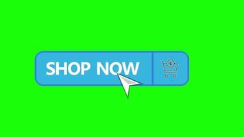 Smooth Shop Now Button Animation Green Screen video