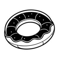 A black and white illustration of a donut vector