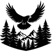 Eagle flying over the forest vector