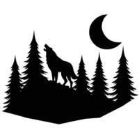 Wolf howling at the moon vector