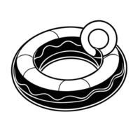 A black and white drawing of an inflatable ring vector