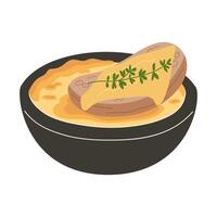 French Onion Soup with Bread vector