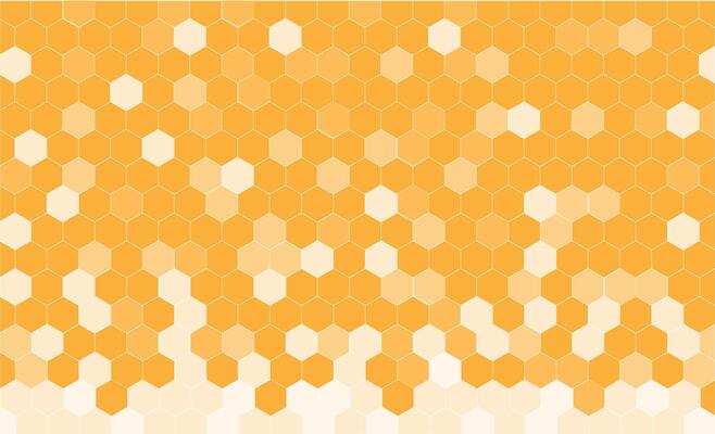 Yellow, orange beehive background. Honeycomb, bees hive cells pattern. Bee honey shapes background design.