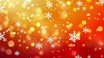 White snowflakes on a bokeh background of red, orange, and yellow. video