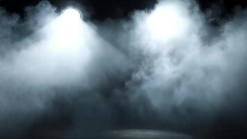 Two spotlights shining through dense smoke, creating an ethereal, dramatic, and moody atmosphere. video