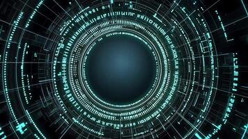 Abstract digital background with glowing neon lines and grids, forming a futuristic tunnel. video
