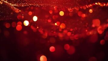 Abstract red bokeh background with soft, blurred lights and a dark vignette. video