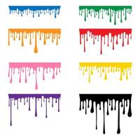 Colorful paint dripping borders flow down vector