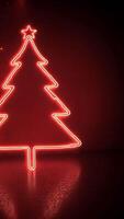 Neon Christmas tree on a red background with a star on top. video