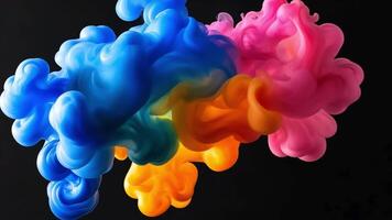 Abstract Colorful Ink Swirls in Water on Black Background. video