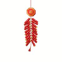 Firecrackers for Chinese New Year celebration realistic illustration. Asian Baozhu creating fun atmosphere 3d object on white. . Inscription on the badge is Luck vector