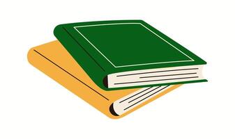 Books stack in literature store flat color objects. Learning material in textbooks for students illustration on white background vector