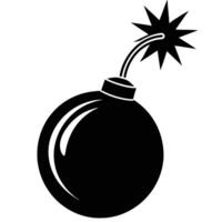 bomb and burning fuse silhouette Design, Icon with white background vector