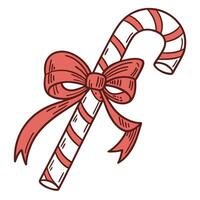 a candy cane with a bow and ribbon vector