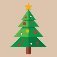 christmas tree and star flat design vector