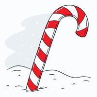 a candy cane in the snow with a white background vector
