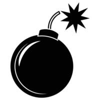 bomb with burning fuse black silhouette Design, Icon with white background vector
