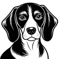 beagle dog head black silhouette Design, Icon with white background. Dog silhouette vector