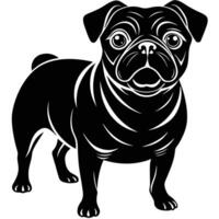 pug black silhouette Design, Icon with white background. vector