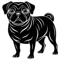 pug dog black silhouette Design with white background. Dog silhouette icon vector