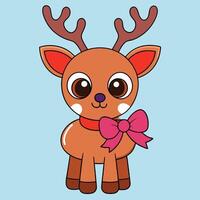 a cartoon reindeer with a bow on its head vector