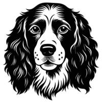 french spaniel dog head black silhouette Design, Icon with white background. vector