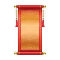 Chinese New Year scroll with gold and clouds pattern realistic illustration. Asian manuscript with copy space 3d object on white vector