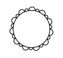 Scalloped edge circle frame. Round scalloped border. Fabric lace pattern frame. Repeat cute vintage frill ornament. Texture ribbon. illustration isolated on white background. vector
